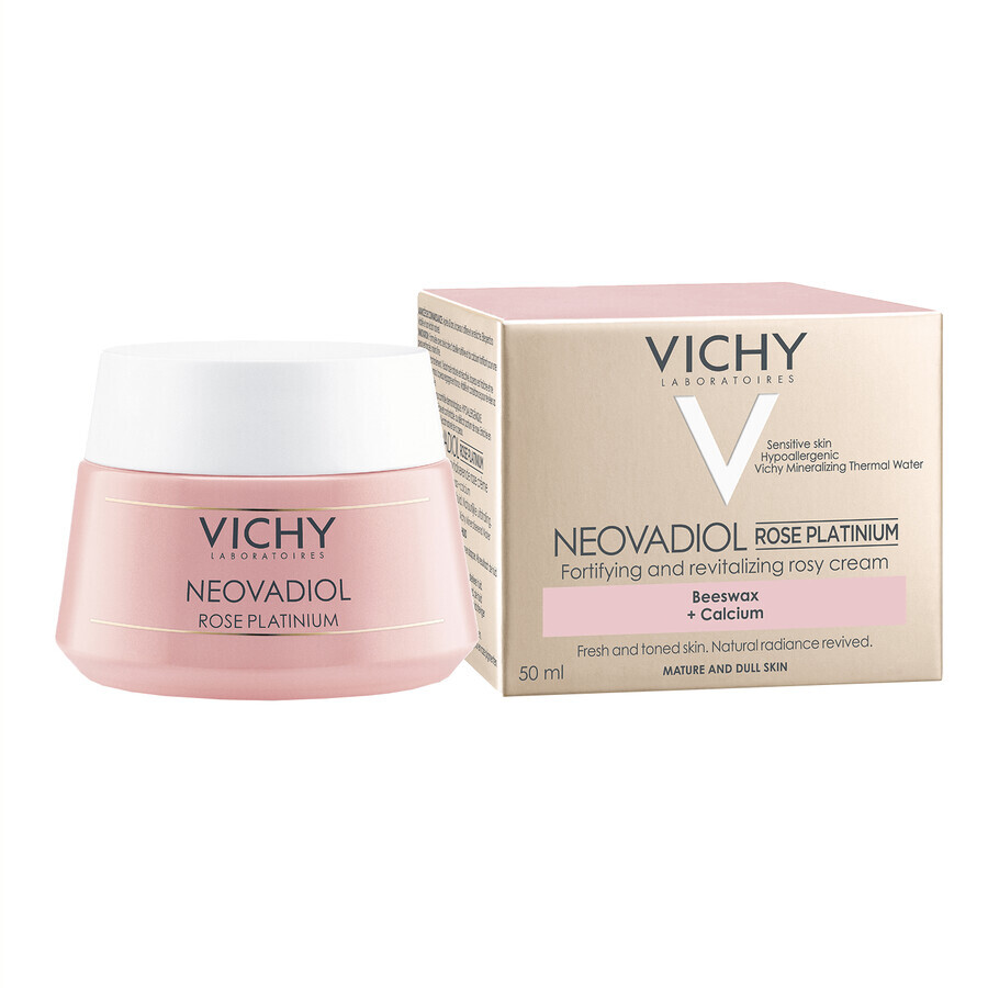 Vichy Neovadiol Rose Platinium, Verstevigende en revitaliserende gezichtscrème voor de rijpere, doffe huid, 50 ml