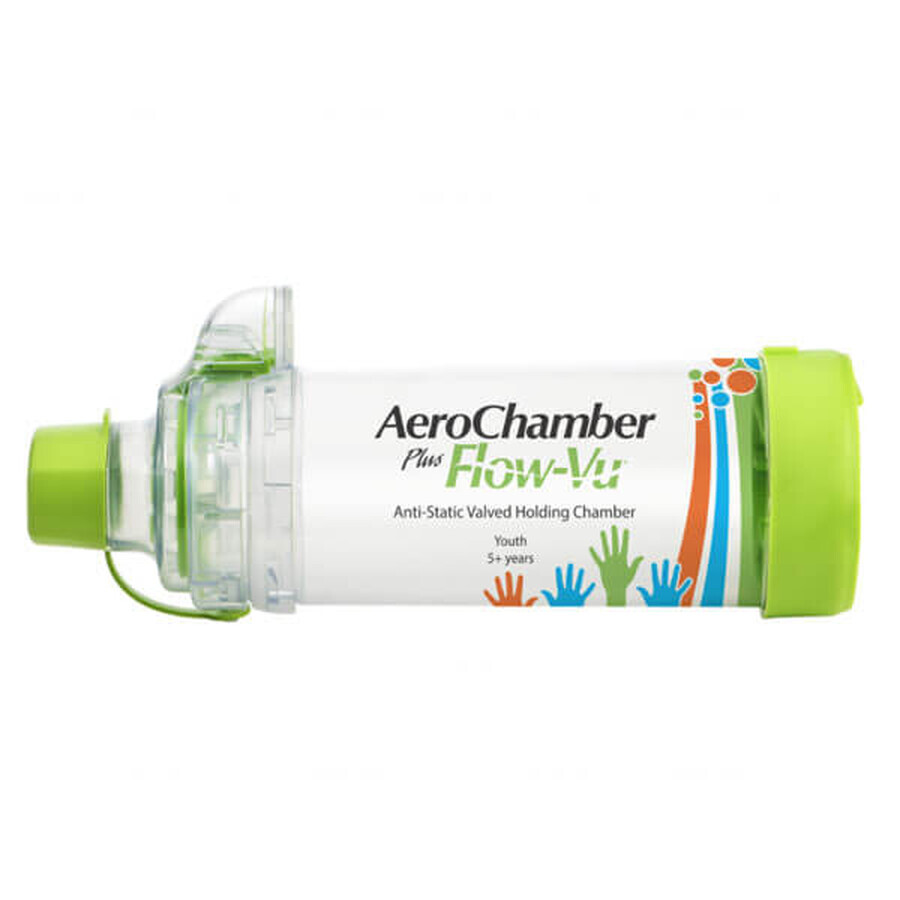 AeroChamber Plus Flow-Vu, cameră de inhalare cu gura pentru copii de la 5 ani, 1 buc