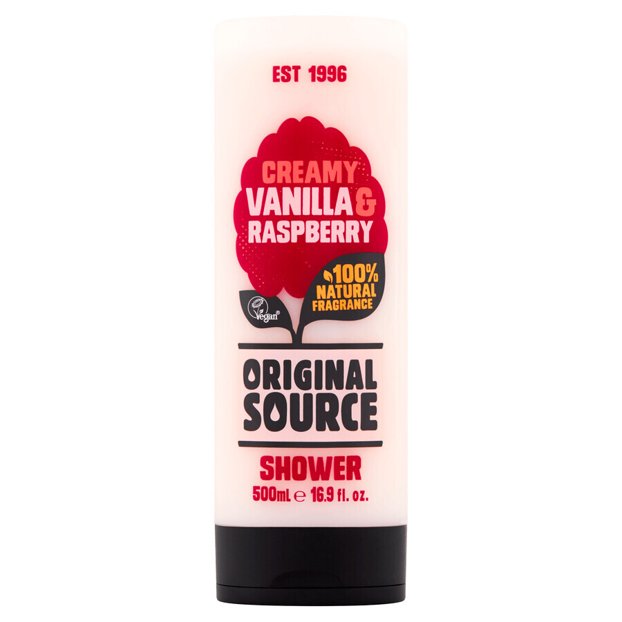 Original Source Vegan, gel de duș, Vanilia-Raspberry, 500 ml