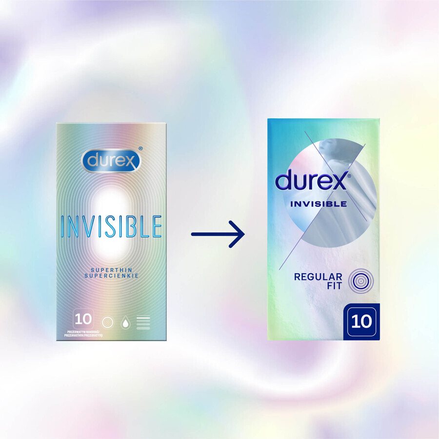 Durex Invisible, preservativi ultrasottili, 10 pezzi