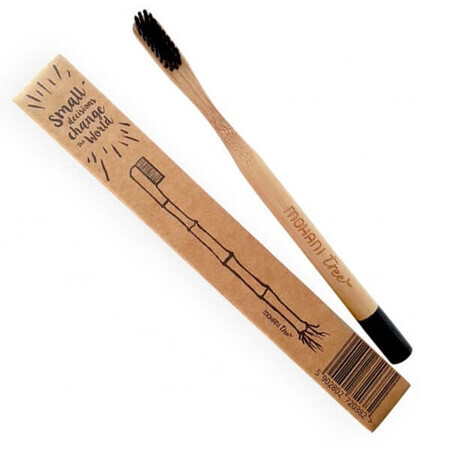 Mohani, brosse à dents en bambou, noire, poils moyens, 1 pièce