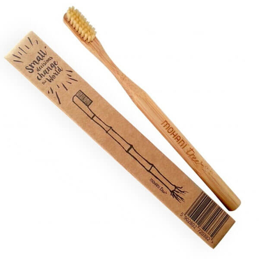 Mohani, brosse à dents en bambou, naturelle, poils moyens, 1 pièce