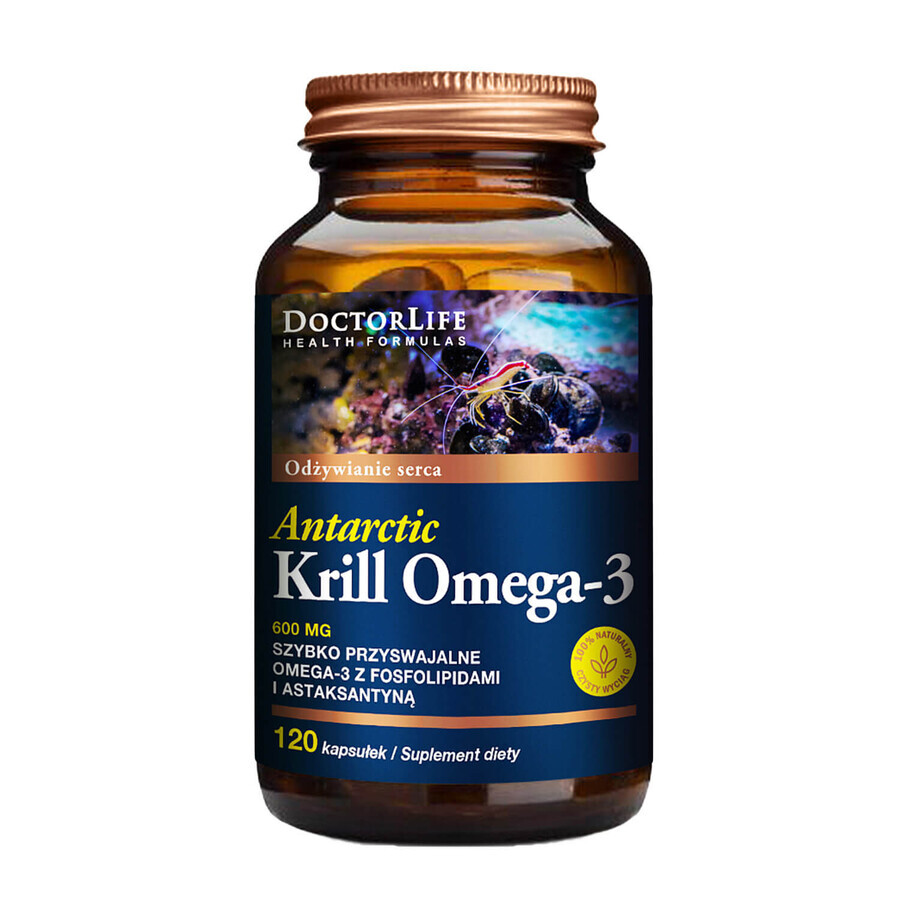 Doctor Life Antarctic Krill Omega-3, Huile de Krill Antarctique, 120 gélules