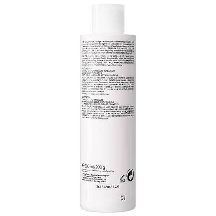 La Roche-Posay Kerium, shampooing-gel antipelliculaire, pellicules grasses, 200 ml