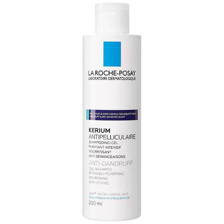 La Roche-Posay Kerium, shampooing-gel antipelliculaire, pellicules grasses, 200 ml