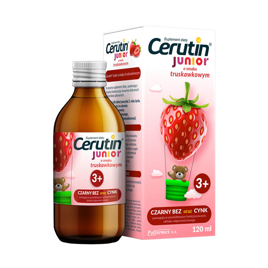 Cerutin Junior, sirop pour enfants de plus de 3 ans, goût fraise, 120 ml