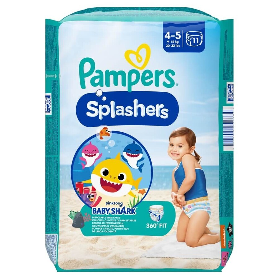 Pampers Splashers, couches de bain, taille 4-5, 9-15 kg, 11 pcs