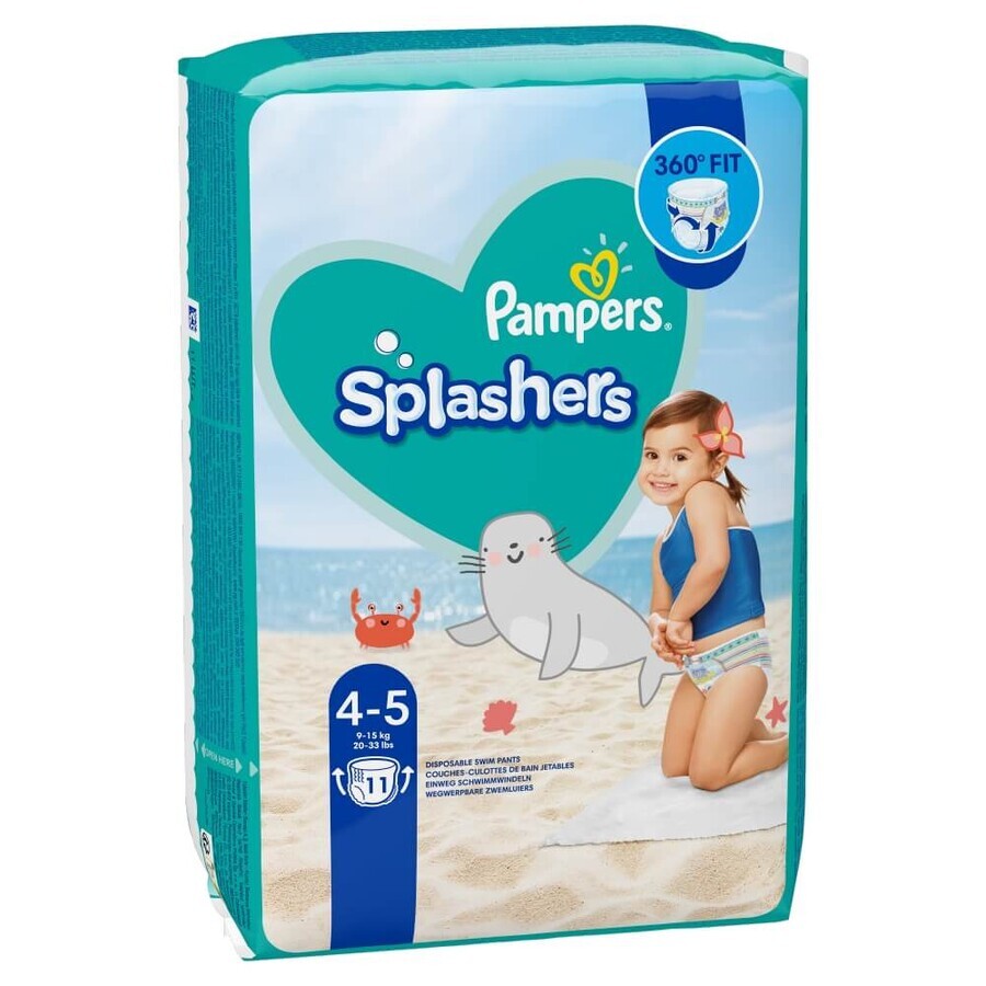 Pampers Splashers, couches de bain, taille 4-5, 9-15 kg, 11 pcs