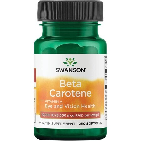 Swanson Beta Carotene 10000 IU, beta carotene, 250 capsules de gel