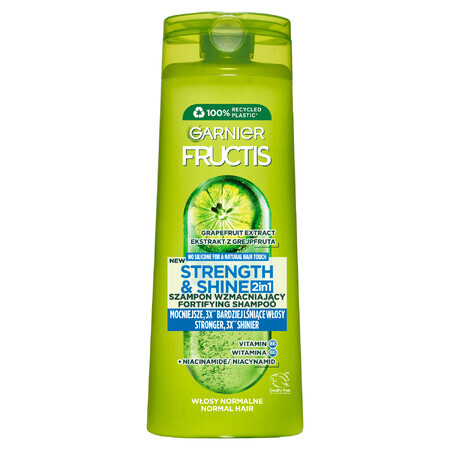 Garnier Fructis Strength and Shine, 2 in 1 strengthening shampoo for normal hair, 400 ml