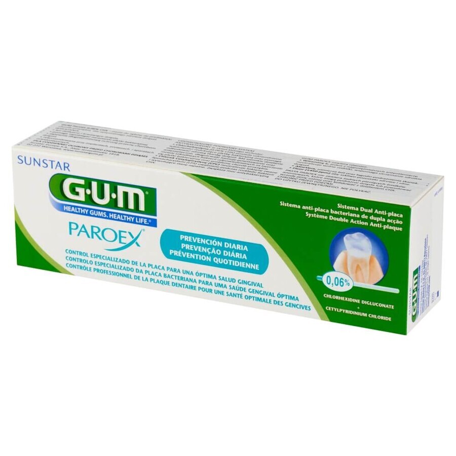 Sunstar Gum Paroex 0,06%, dentifrice, soins quotidiens, 75 ml