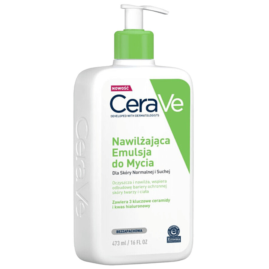 CeraVe, émulsion nettoyante hydratante, peau normale et sèche, 473 ml