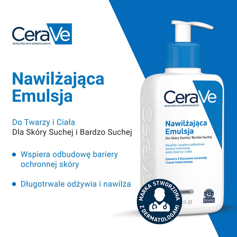 CeraVe, émulsion hydratante aux céramides, peaux sèches et très sèches, 473 ml