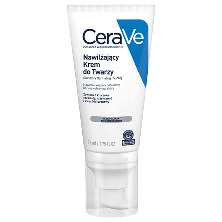 CeraVe, crème hydratante aux céramides pour le visage, peau normale et sèche, 52 ml