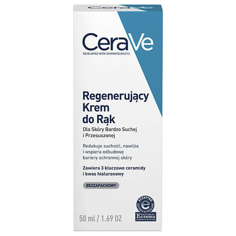 CeraVe, regenerating hand cream with ceramides, very dry and dehydrated skin, 50 ml