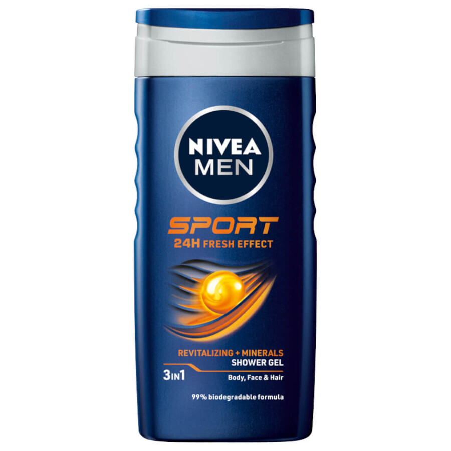 Nivea Men, 3-in-1 douchegel voor gezicht, lichaam en haar, Sport, 250 ml