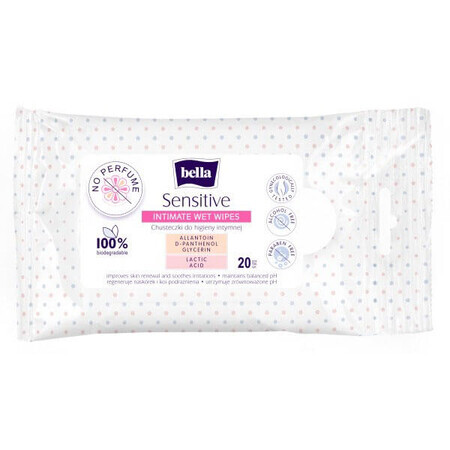 Bella Sensitive, lingettes humides pour l'hygiène intime, 20 pièces