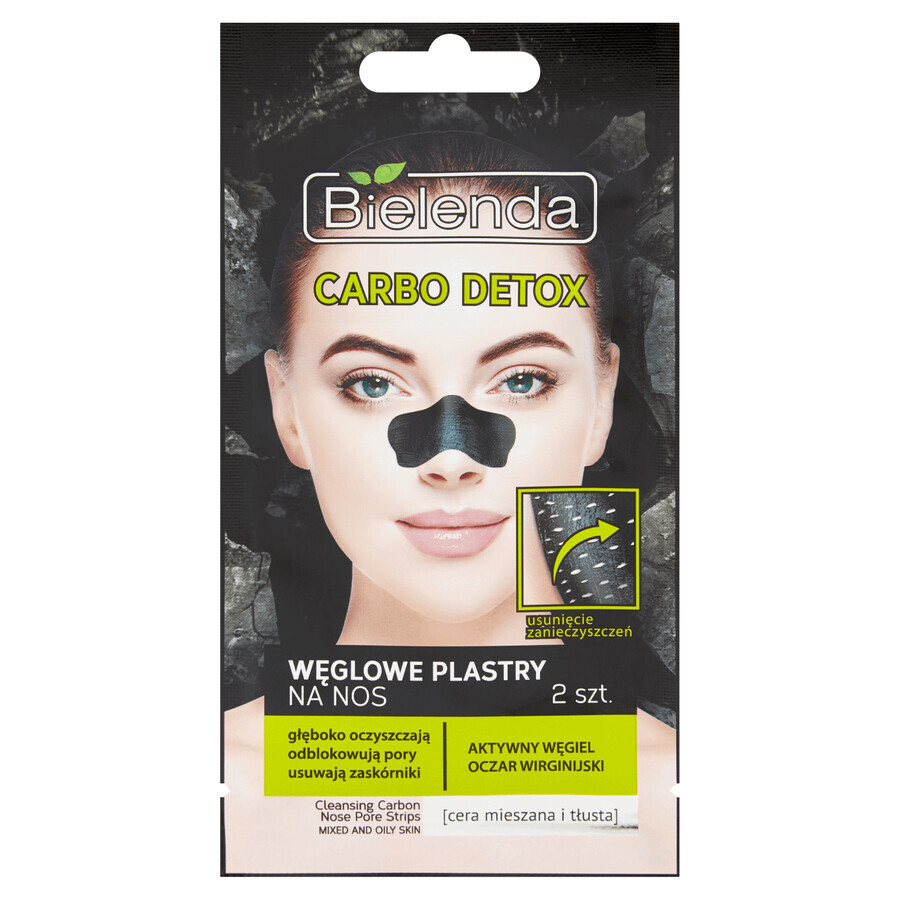 Bielenda Carbo Detox, plasture nazal cu cărbune, 2 bucăți