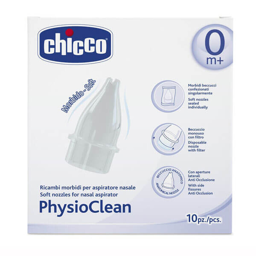 Chicco, PhysioClean, vârfuri de schimb pentru aspirator nazal, 10 bucăți