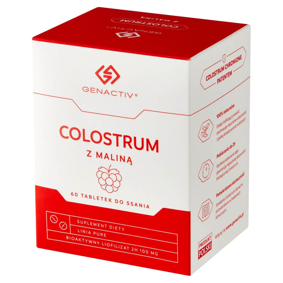 Genactiv Colostrum avec Framboise, 60 pastilles