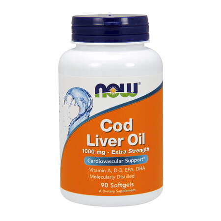 Now Foods Cod Liver Oil, huile de foie de morue, 90 capsules