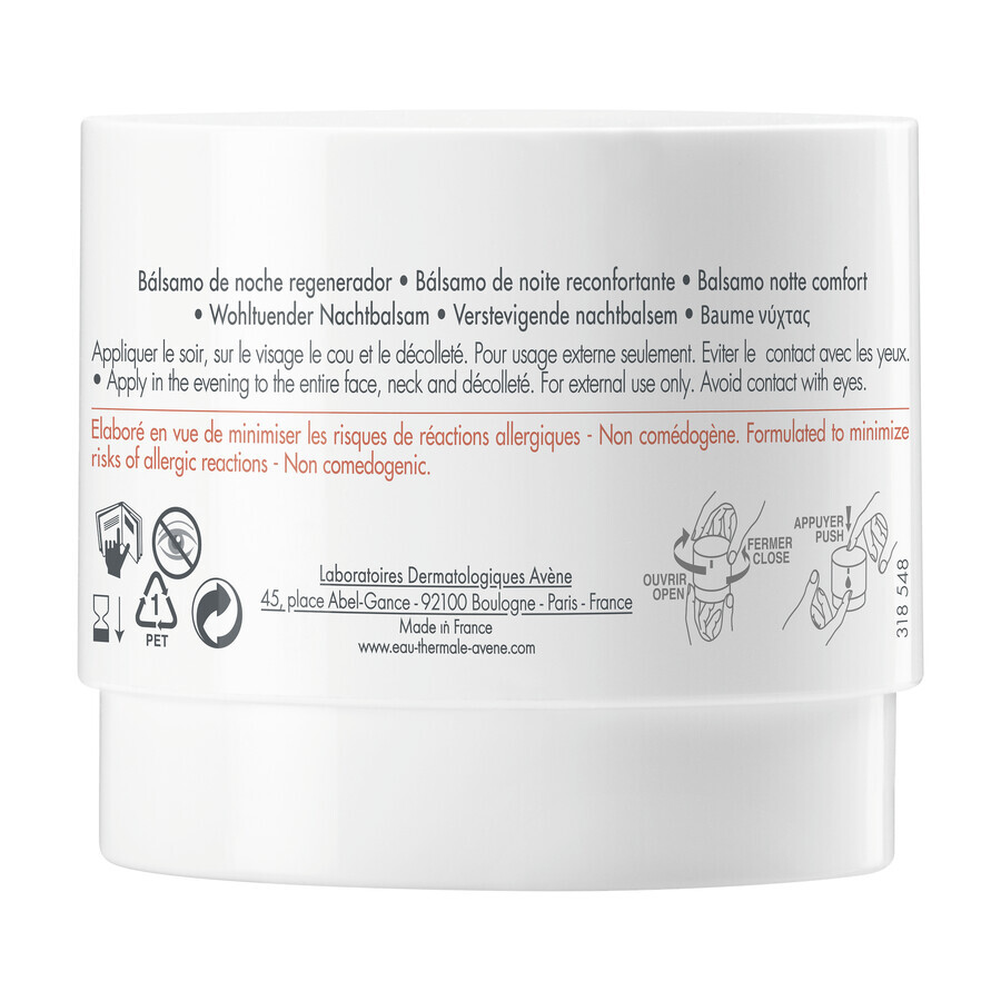 Avène DermAbsolu, crème confort, crème de nuit, peaux sensibles et matures, 40 ml