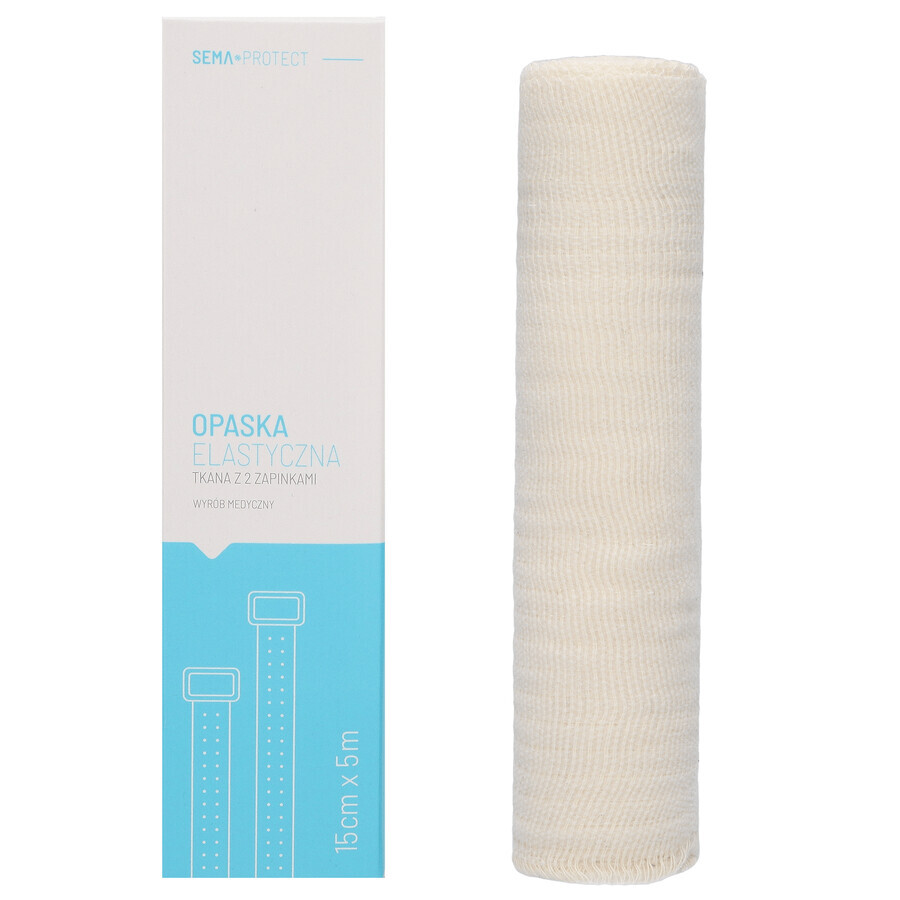 SEMA Protect, bandage élastique avec 2 attaches, 15 cm x 5 m, 1 pièce