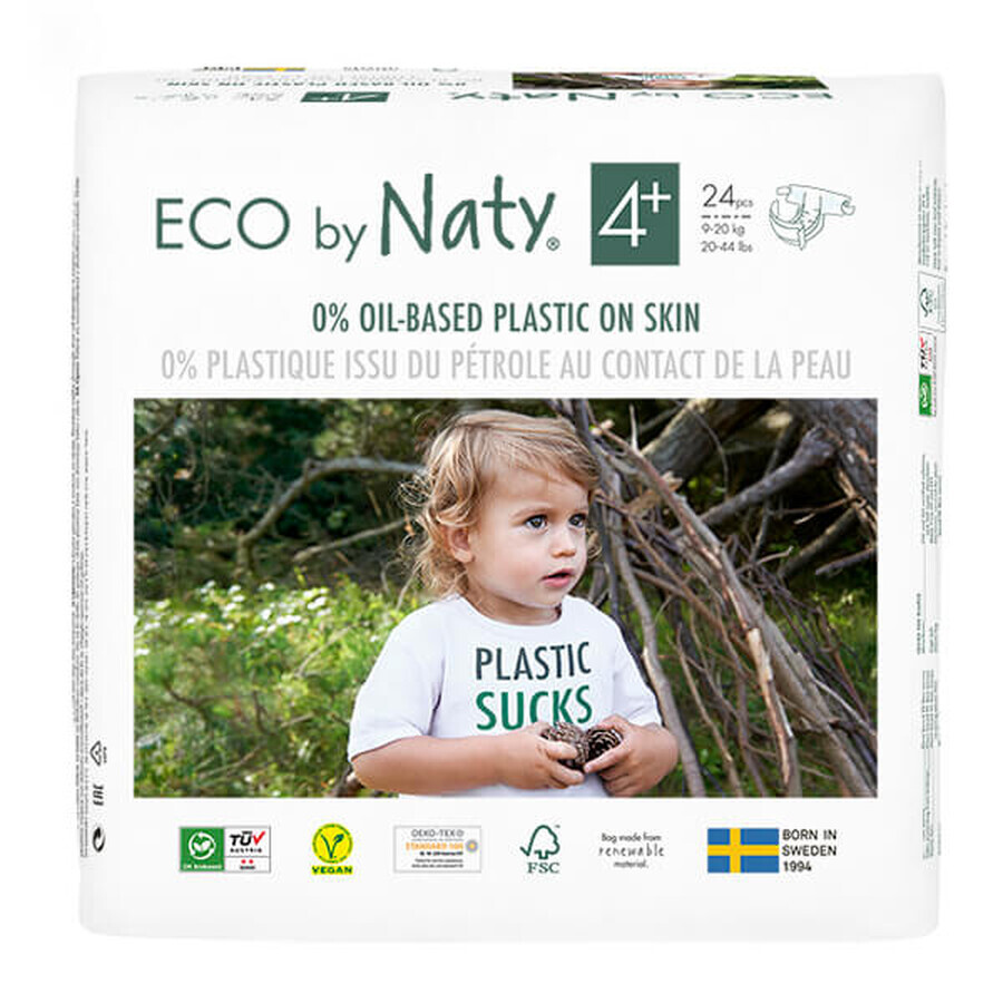 Eco By Naty, Couches jetables bio taille 4 +, 9-20 kg, 42 pcs