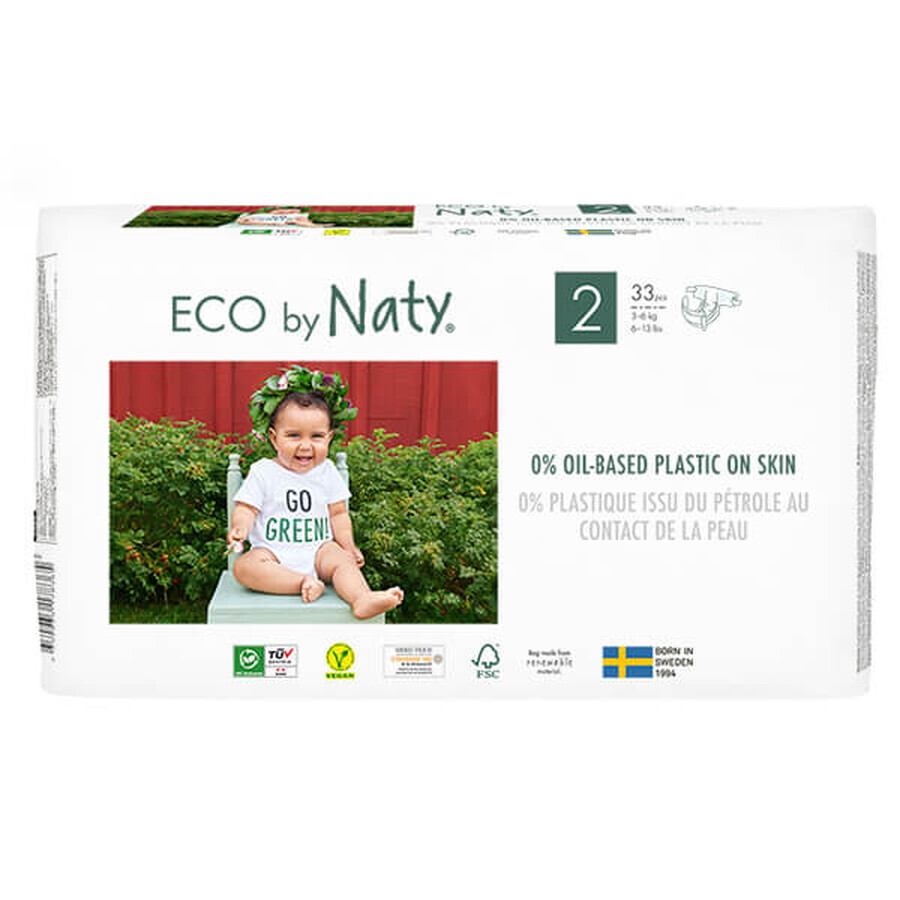 Eco By Naty, eco-friendly disposable diapers, size 2, 3-6 kg, 33 pcs