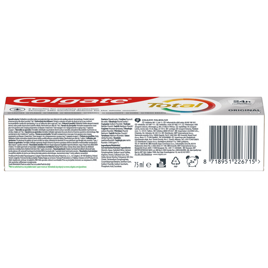 Colgate Total Original, dentifrice, 75 ml