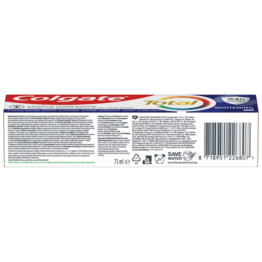 Colgate Total Whitening, toothpaste, whitening, 75 ml