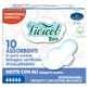 Vivicot Bio, serviettes hygiéniques en coton biologique, avec ailettes, compostables, pour la nuit, 10 pièces