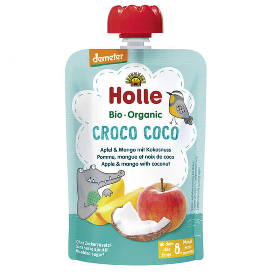 Holle, Fruchtmousse in der Tube Croco Coco, Apfel, Mango, Kokosnuss BIO, nach 8 Monaten, 100 g