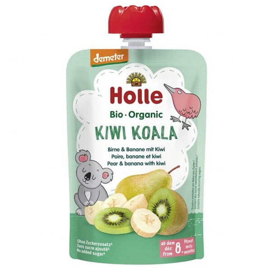 Holle, Mousse de fruits en tube, Kiwi Koala, poire, banane avec kiwi, après 8 mois, 100 g