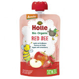 Holle, Rote Biene Tube Fruchtmousse, Apfel, Erdbeere BIO, nach 8 Monaten, 100 g