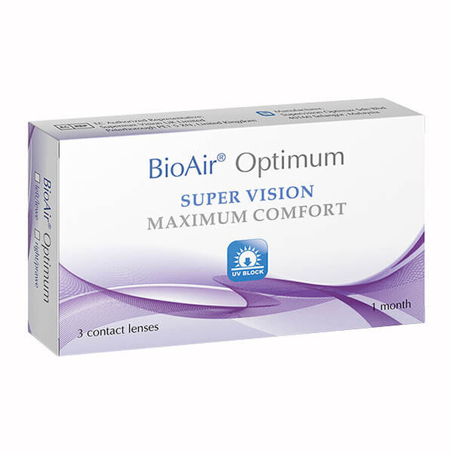 BioAir Optimum, contactlenzen, 30 dagen, -1,50, 3 stuks.