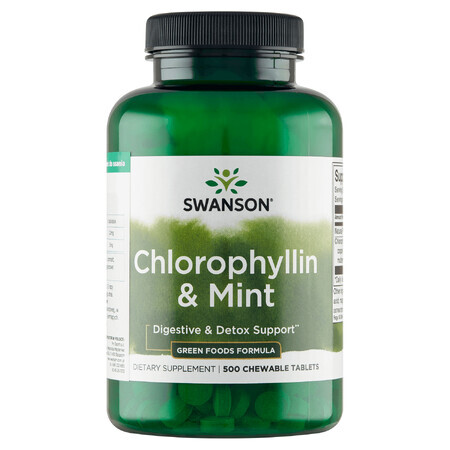 Swanson Chlorophyllin &amp; Minze, Chlorophyll mit Minze, 500 Kautabletten