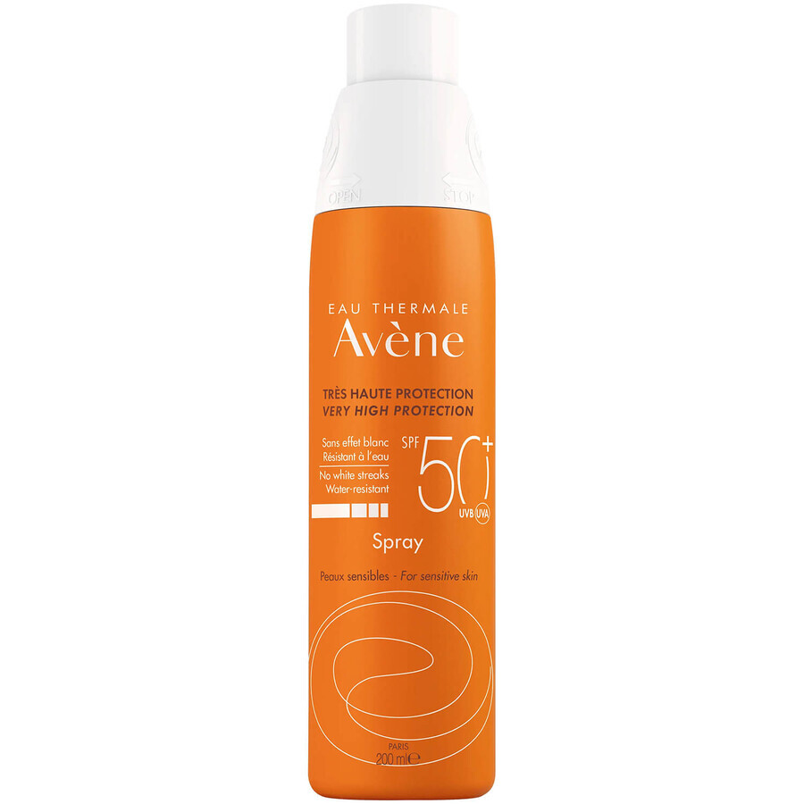 Avene Sun, spray de protecție pentru corp, piele sensibilă, SPF 50+, 200 ml