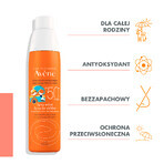 Avène Sun, Spray protecteur visage et corps résistant à l'eau pour enfants, peau sensible, SPF 50+, 200 ml