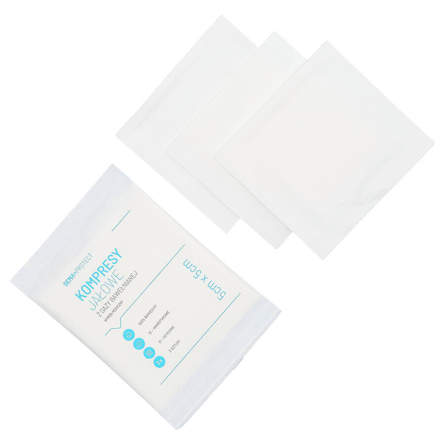 SEMA Protect, compresas de gasa esterilizadas, 17 hilos, 12 capas, 5 cm x 5 cm, 3 piezas