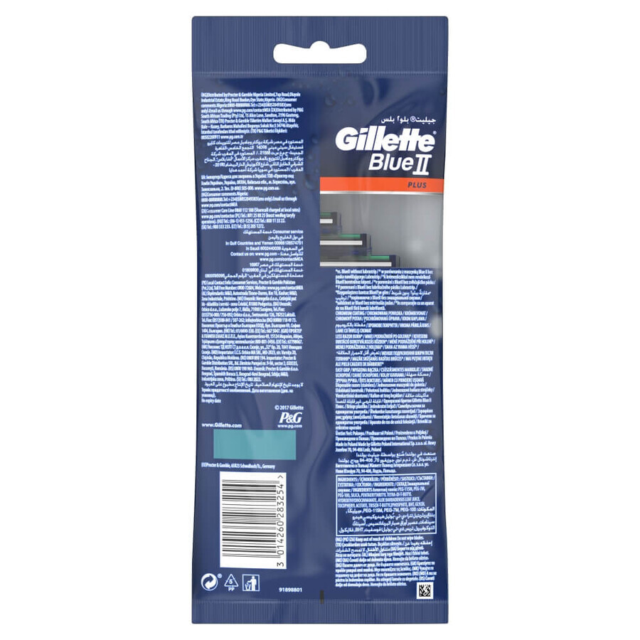 Gillette Blue II Plus, rasoirs jetables, 5 pièces