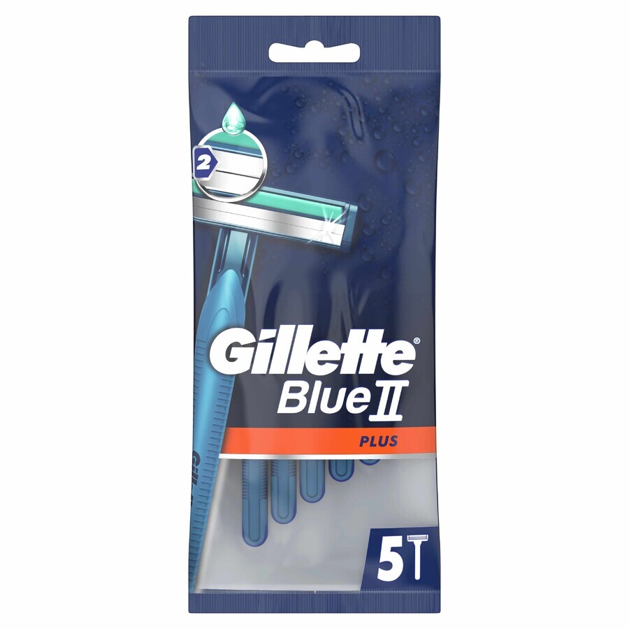 Gillette Blue II Plus, rasoirs jetables, 5 pièces