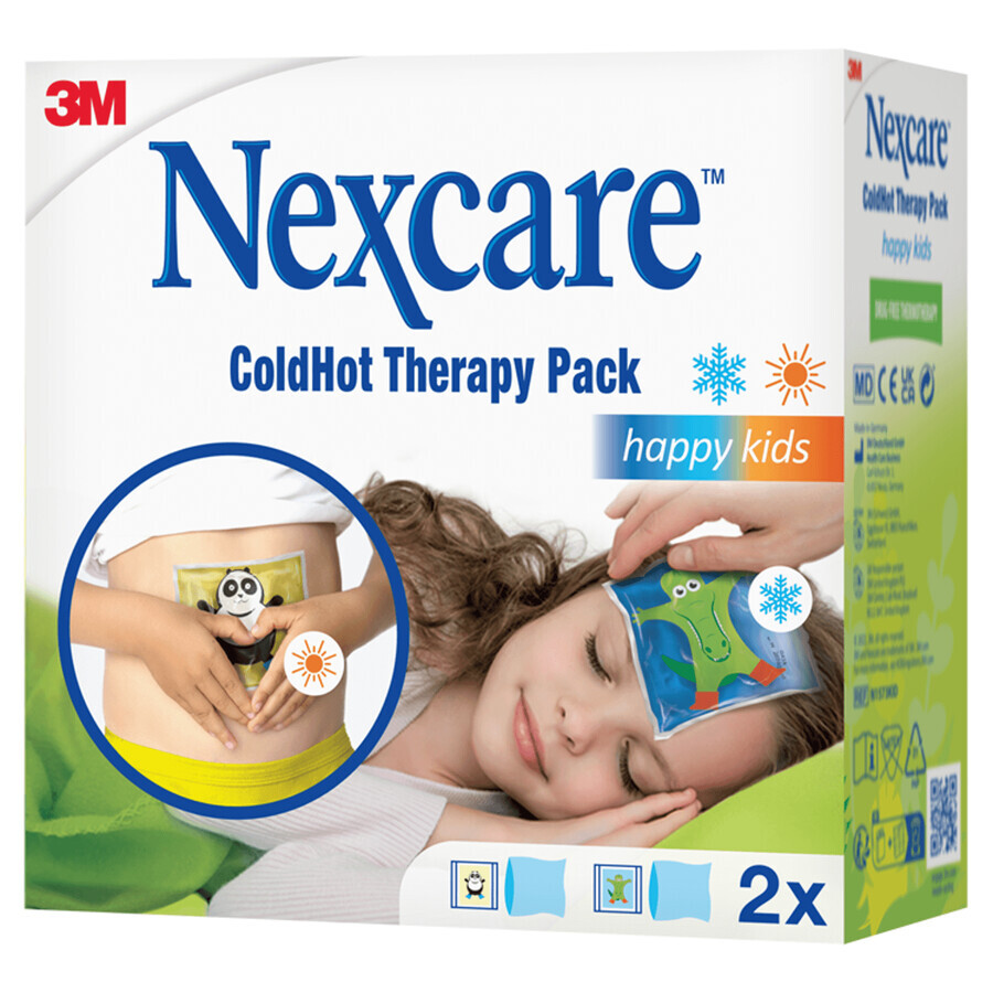 Nexcare ColdHot Happy Kids, poche de gel chaud-froid, 11 cm x 12 cm, 2 pièces