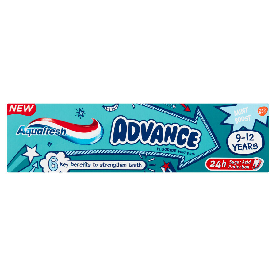 Aquafresh Advance, toothpaste for children, 9-12 years, 75 ml