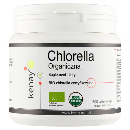 Kenay, Organic Chlorella, 600 Tablets