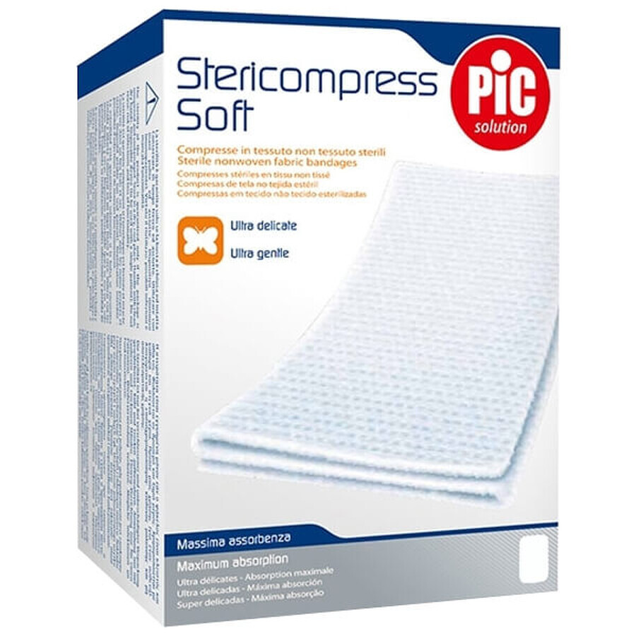 Pic Solution Stericompress Compresses douces et stériles, non tissées, 18 cm x 40 cm, 12 pièces