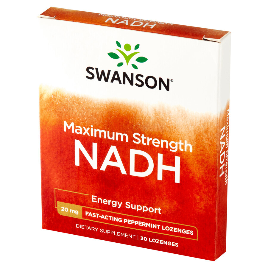 Swanson Maxiumum Strength NADH, aromă de mentă, 30 pastile