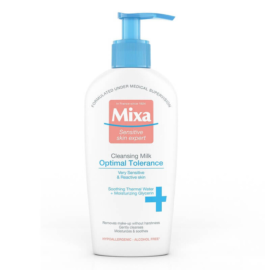 Optimal Tolerance Feuchtigkeitsspendende Reinigungsmilch für empfindliche und reaktive Haut, 200 ml, Mixa