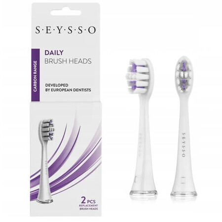 Seysso Daily, embouts de remplacement pour la brosse à dents sonique Carbon, SE0103, 2 pièces