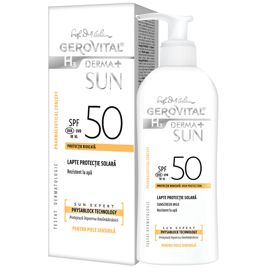 Gerovital H3 Derma+ Sun Lait de protection solaire avec SPF 50, 150 ml, Farmec